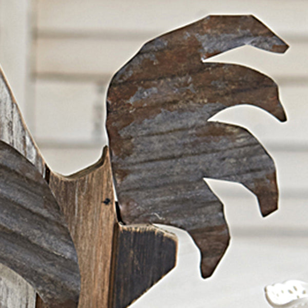 Reclaimed Wood Rooster Tabletop Decor