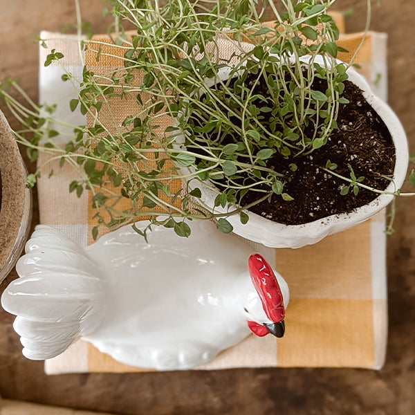 Glossy Ceramic Rooster Container with Lid