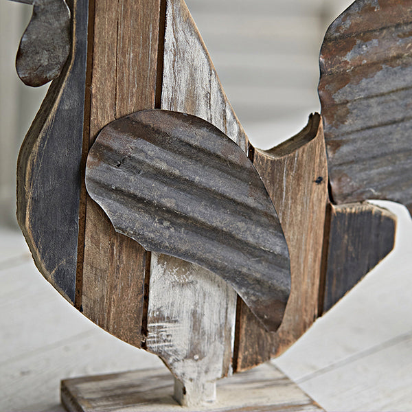 Reclaimed Wood Rooster Tabletop Decor