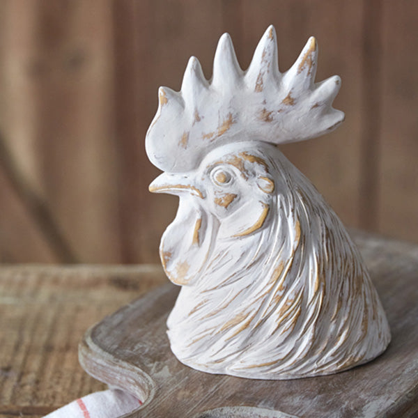 Weathered Rooster Head Sculpture