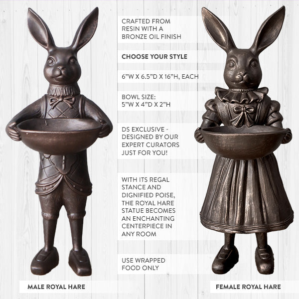 Royal Bunny Bronze Bowl, Choose Your Style | Dapper Critters Collection