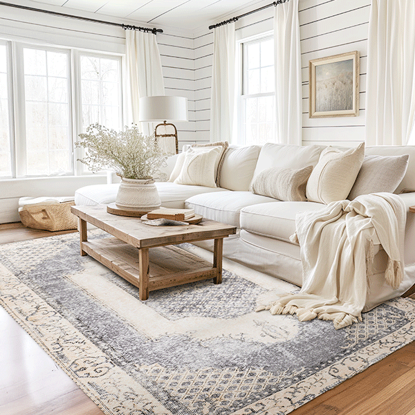 Distressed Farmhouse Area Rug, Choose Your Style