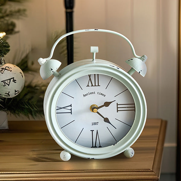 Distressed Twin Bell Tabletop Clock