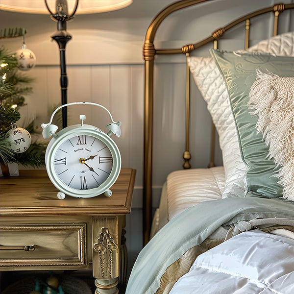 Distressed Twin Bell Tabletop Clock