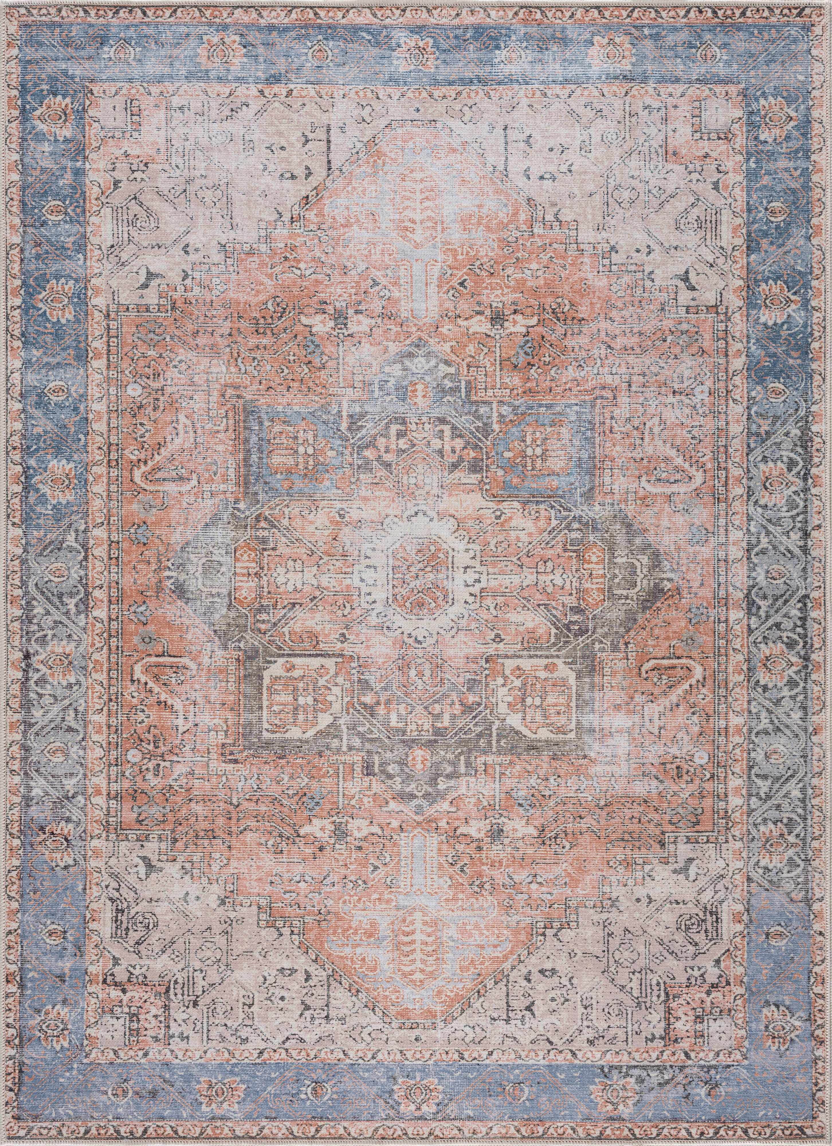 Vintage Inspired Distressed Washable Rug