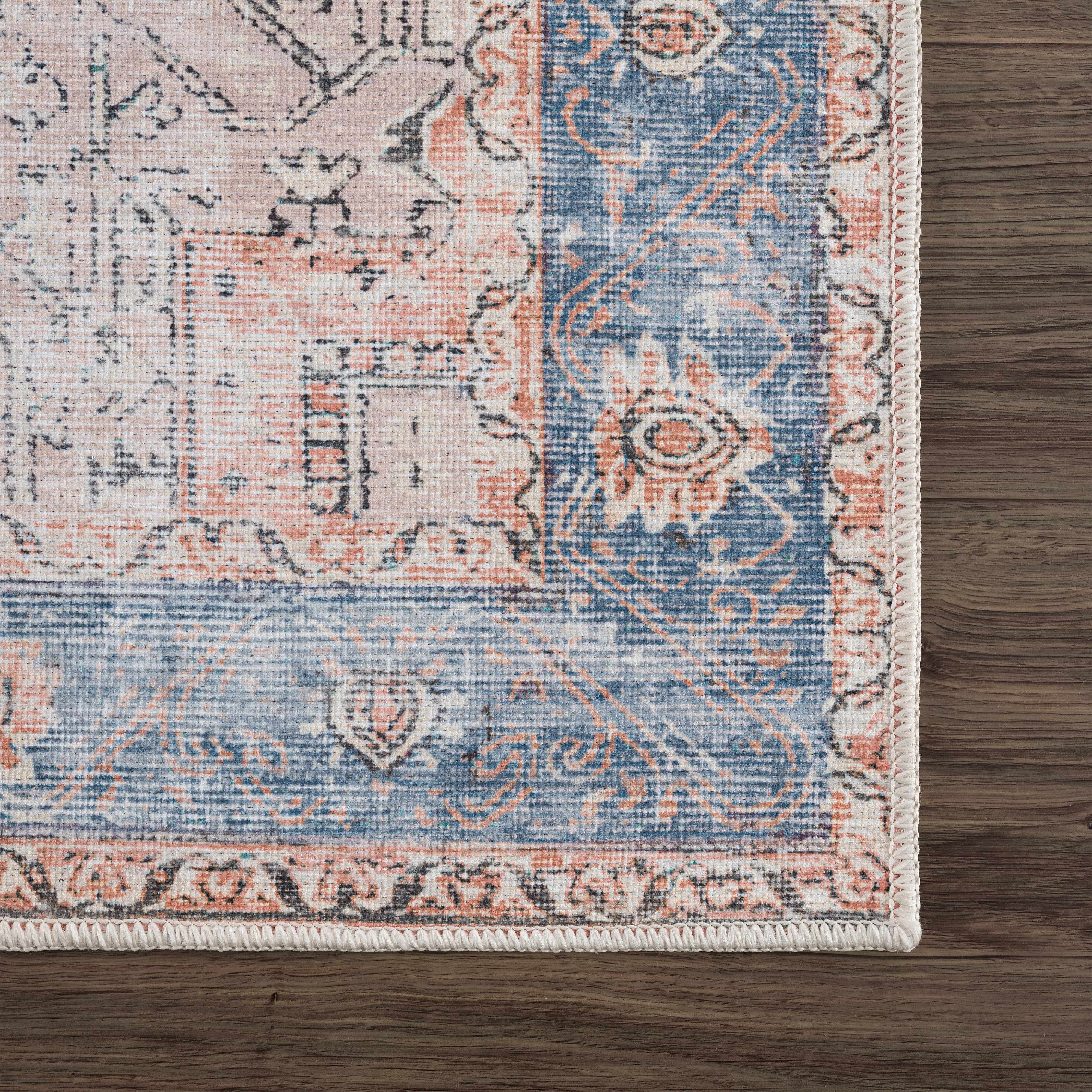 Vintage Inspired Distressed Washable Rug