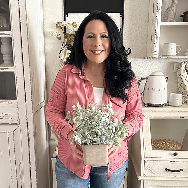 Lifelike Sage Bush in Square Planter, Set of Two