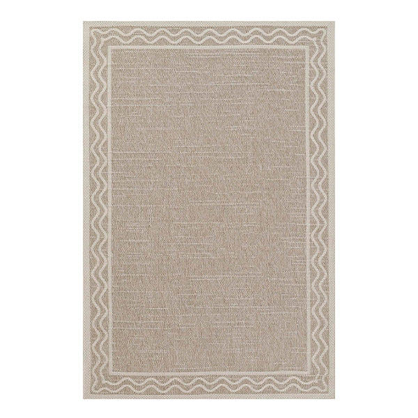 Grey/Beige Border Detail Rug, Pick Your Size