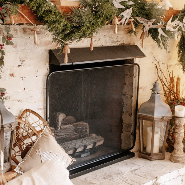 Iron Black Fireplace Screen