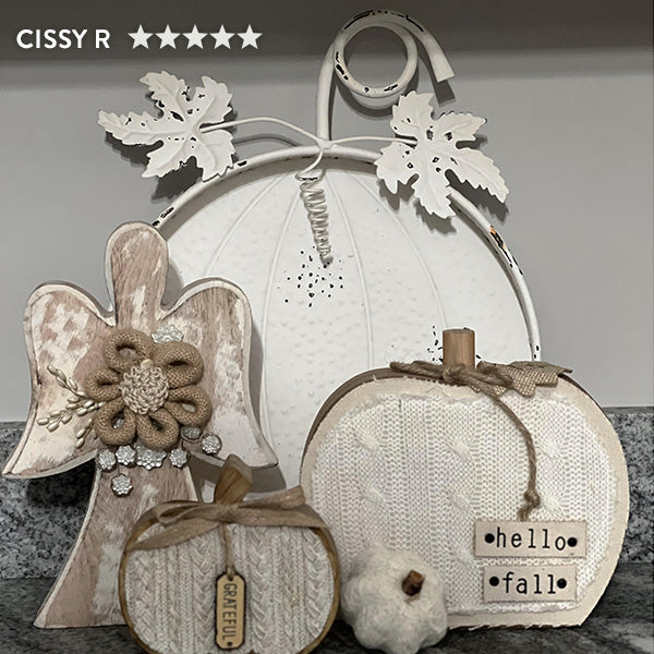 Chippy Whitewashed Pumpkin Trays, Set of 2