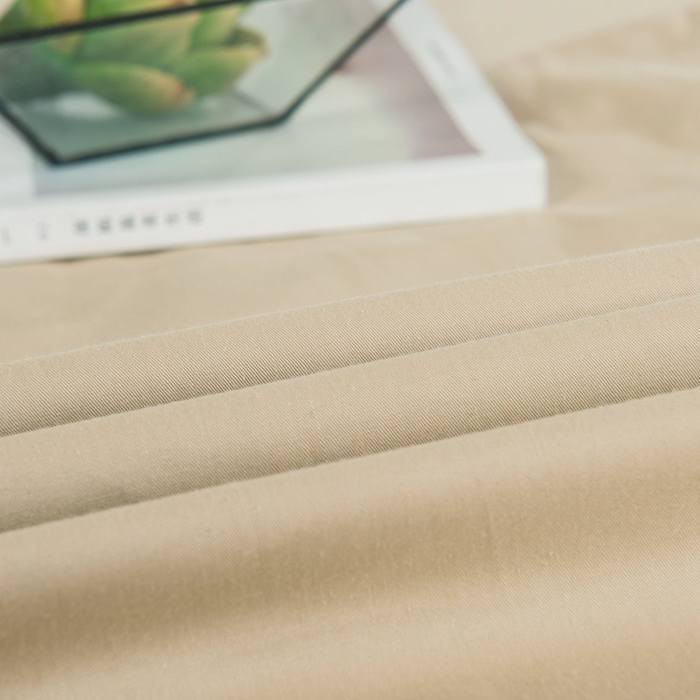 Bedding Poplin Cotton Tan Beige Fitted Sheet and Pillowcase