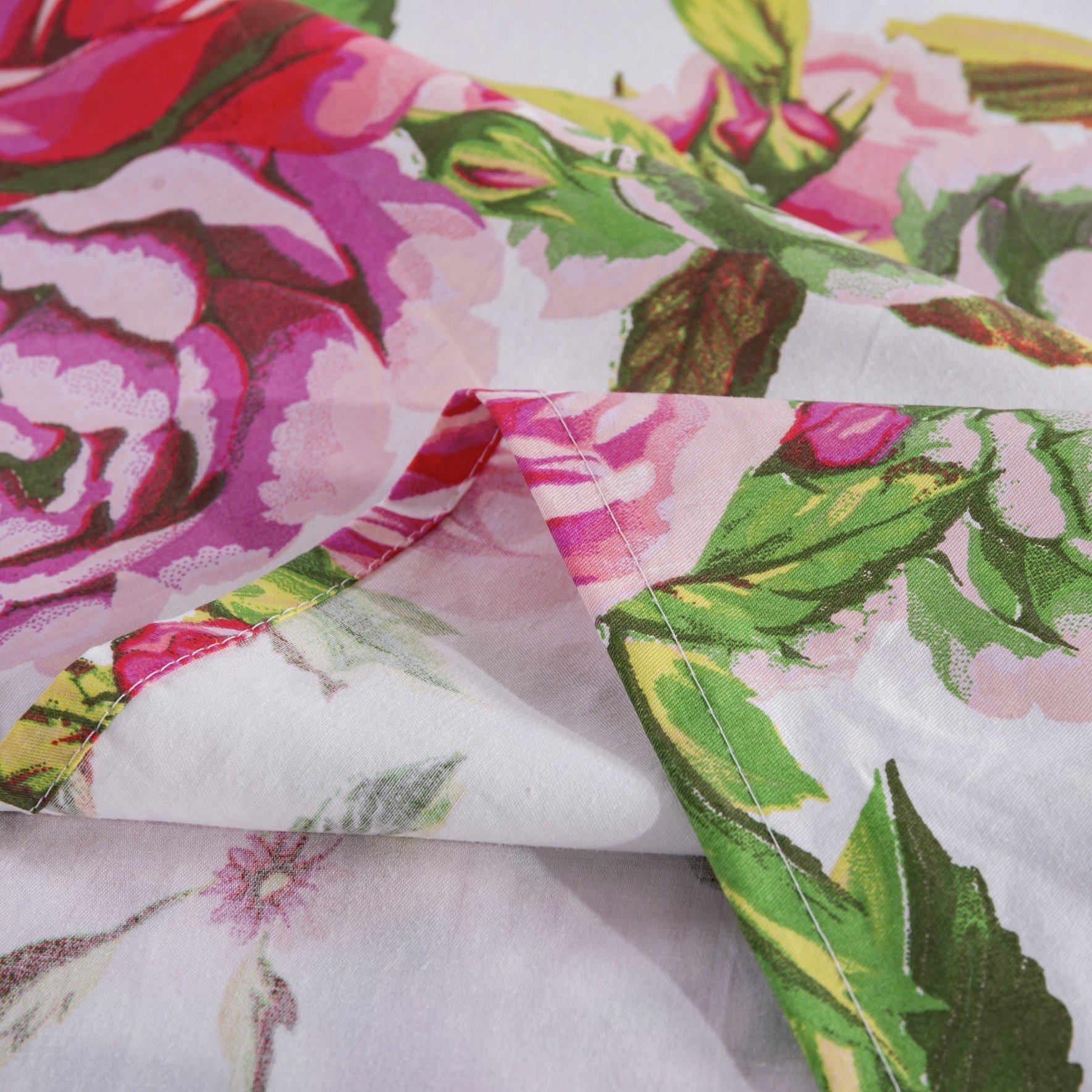 Romantic Roses Lovely Spring Pink Floral Garden Fitted & Flat Bed Sheet Set w/ Pillow Cases