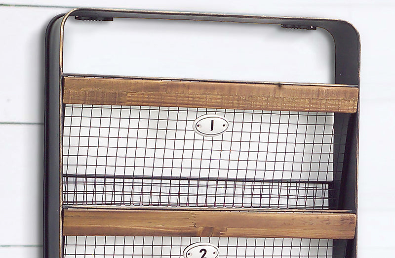 Wood and Metal Wire Wall Organizer