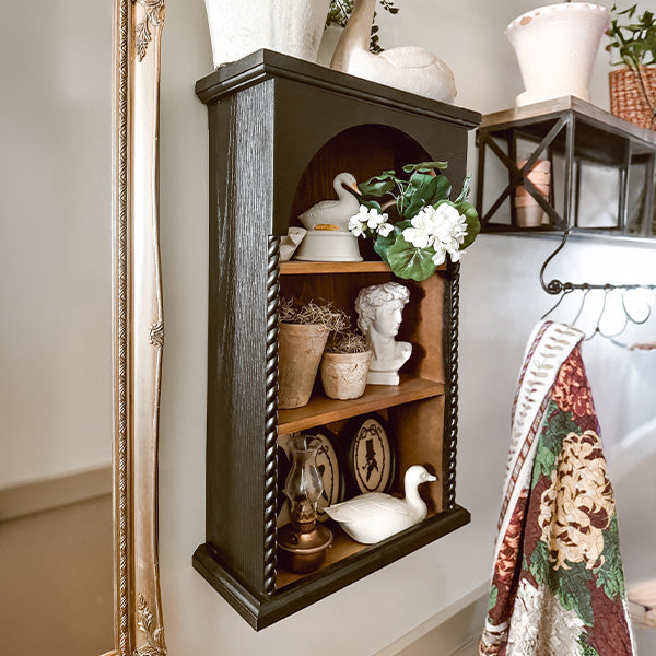 Arched Dark Wood Mounted Wall Shelf