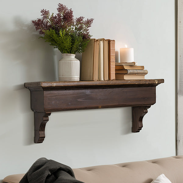 Rustic Wall Mounted Wood Wall Shelf