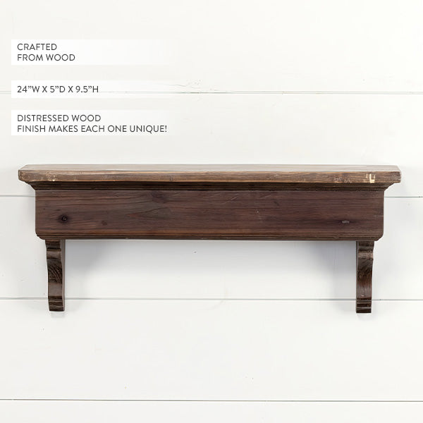 Rustic Wall Mounted Wood Wall Shelf