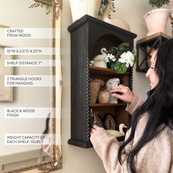 Arched Dark Wood Mounted Wall Shelf