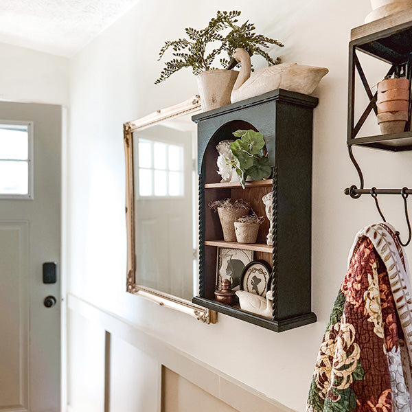 Arched Dark Wood Mounted Wall Shelf