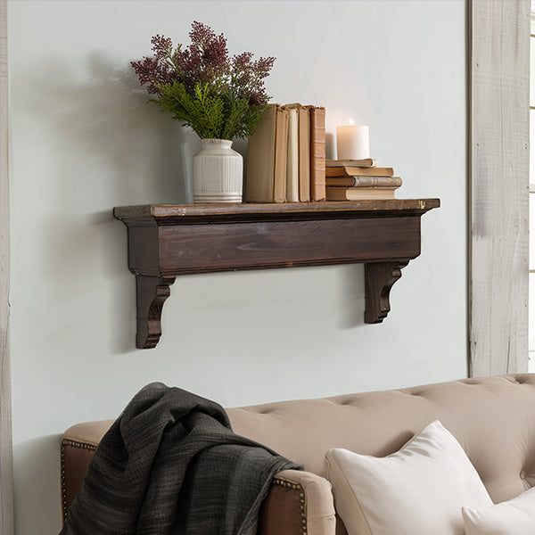 Rustic Wall Mounted Wood Wall Shelf