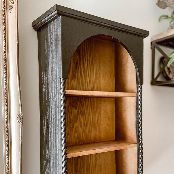 Arched Dark Wood Mounted Wall Shelf