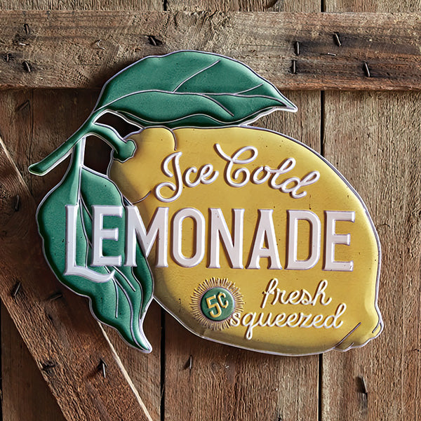 Vintage-Inspired Ice Cold Lemonade Wall Sign