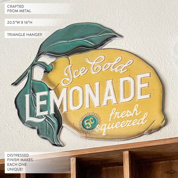 Vintage-Inspired Ice Cold Lemonade Wall Sign