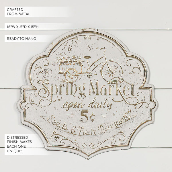 Spring Market Embossed Metal Sign