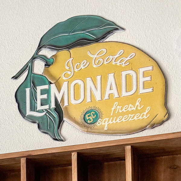 Vintage-Inspired Ice Cold Lemonade Wall Sign