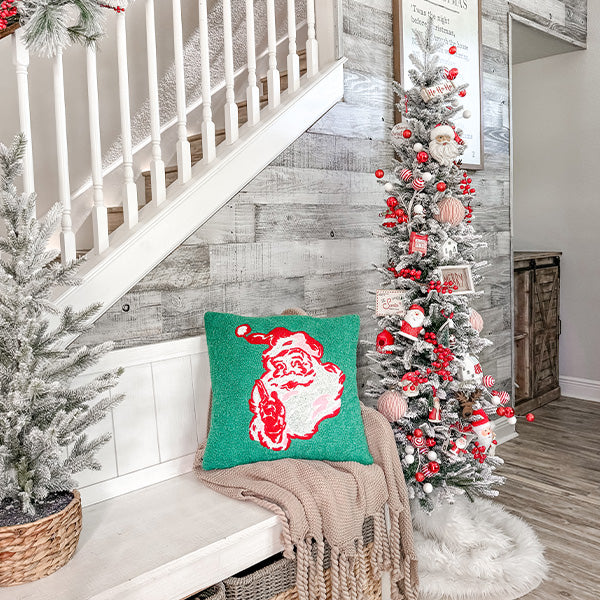 6 Feet Pre-lit Flocked Faux Christmas Tree with Metal Stand