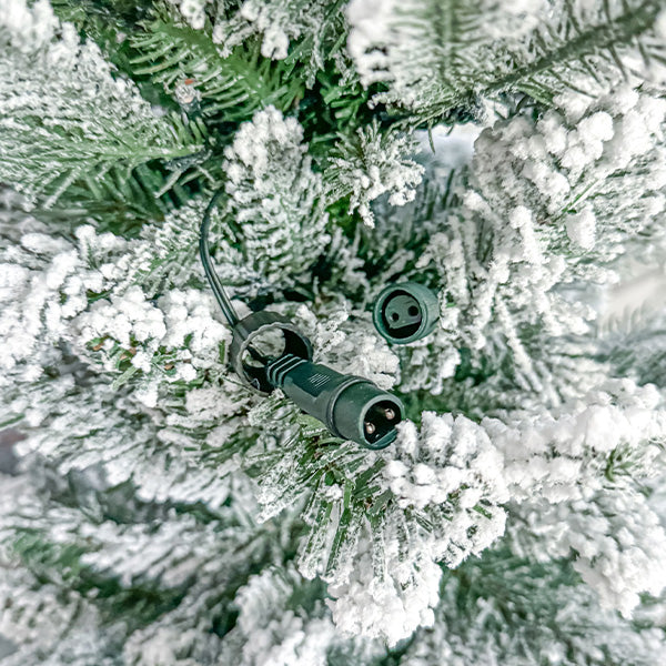 6 Feet Pre-lit Flocked Faux Christmas Tree with Metal Stand