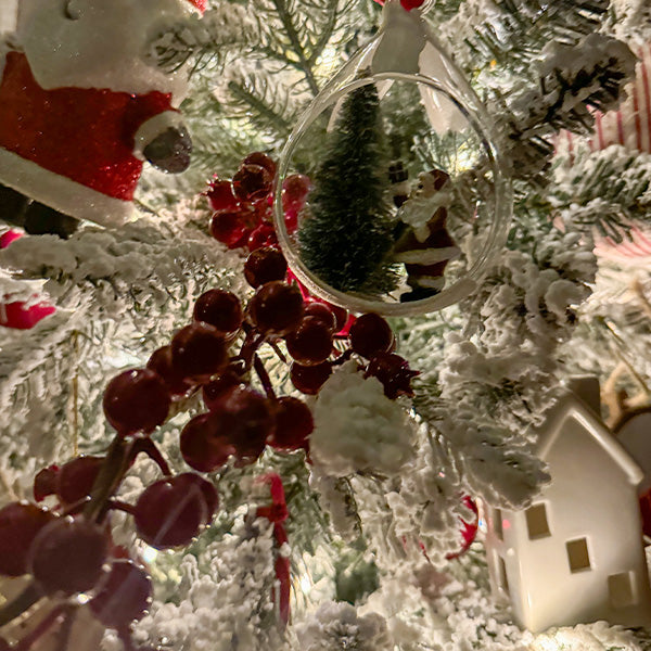 6 Feet Pre-lit Flocked Faux Christmas Tree with Metal Stand