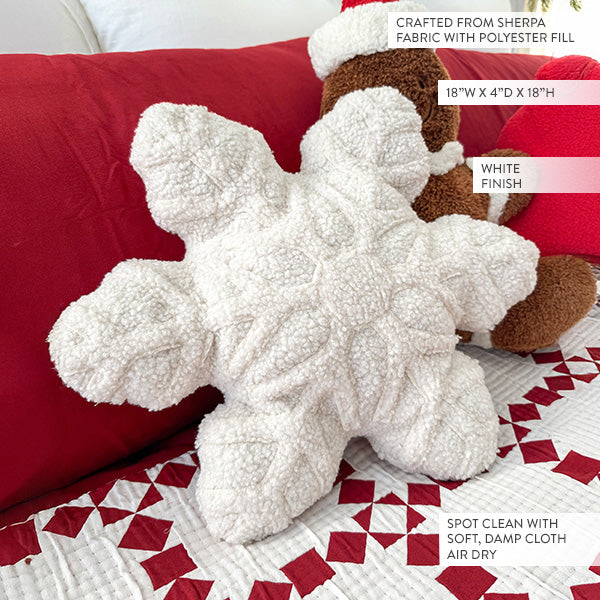 18 Inch Sherpa Snowflake Shaped Pillow