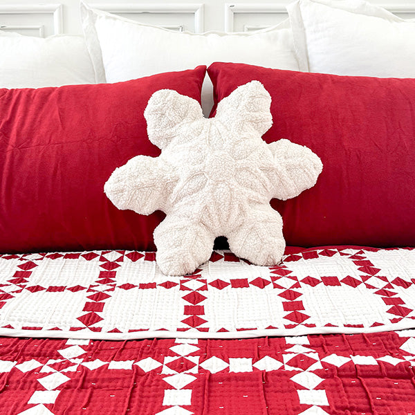 18 Inch Sherpa Snowflake Shaped Pillow