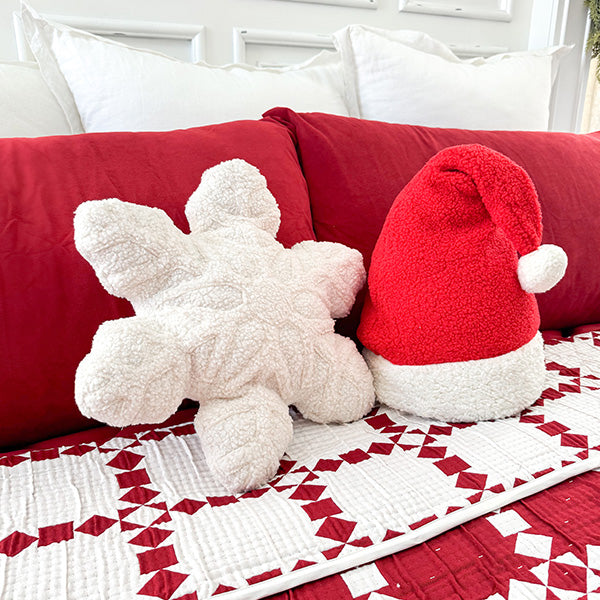 18 Inch Sherpa Snowflake Shaped Pillow