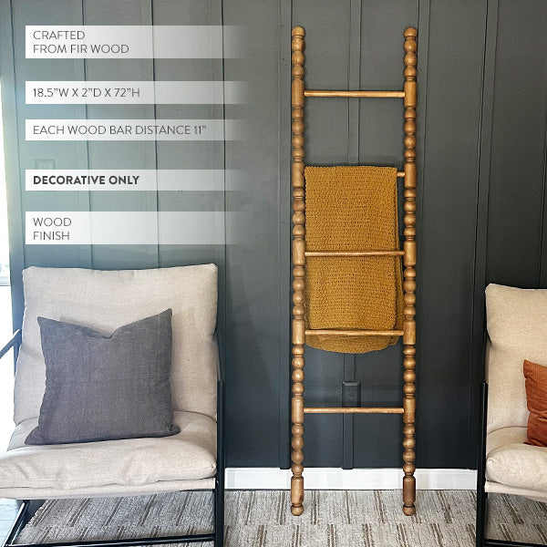 72 Inch Turned Wood Spindle Display Ladder