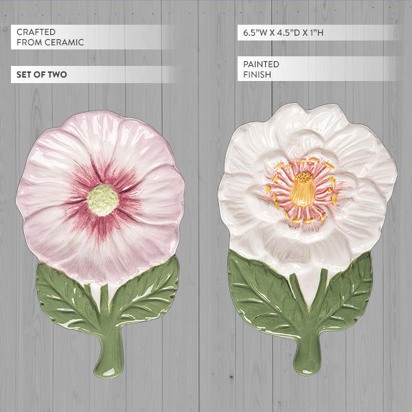 Painted Flower Spoon Rest, Set of 2