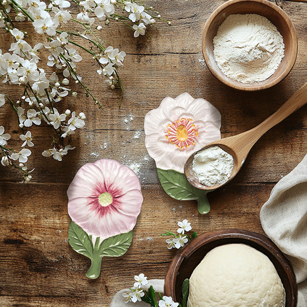 Painted Flower Spoon Rest, Set of 2