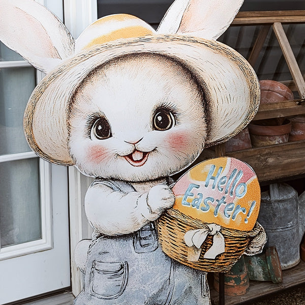 Easter Animal Outdoor Wooden Yard Signs on Metal Stands, Choose Your Style