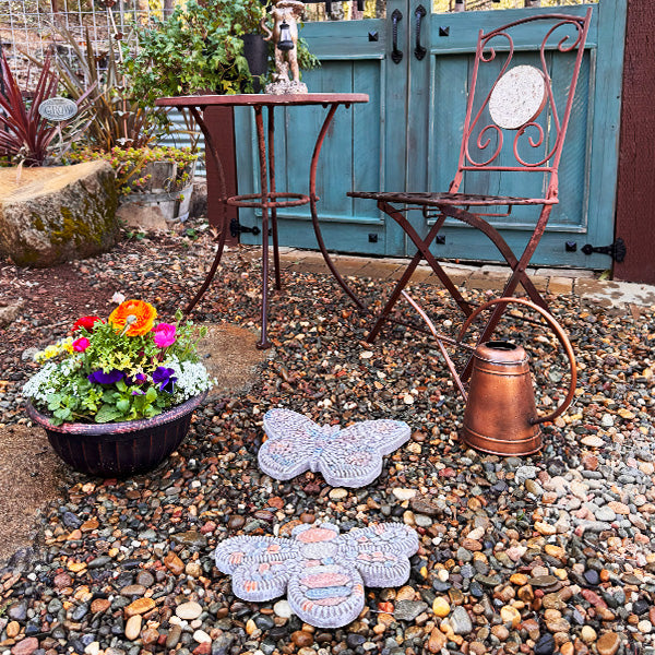 Butterfly and Bee Mosaic Style Stepping Stones, Set of Two