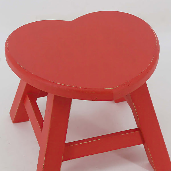 Distressed Red Heart Wooden Riser Stool