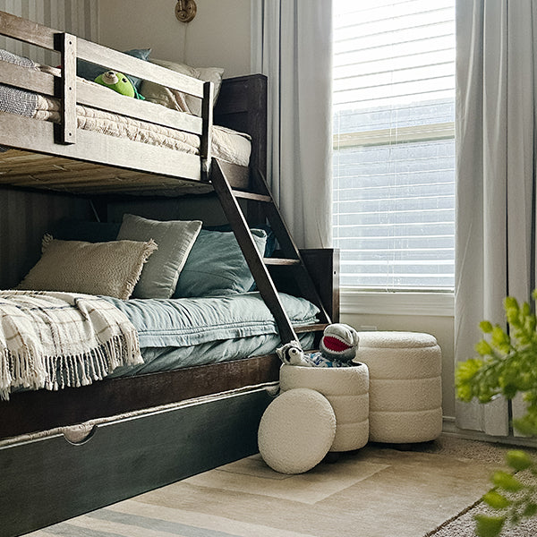 Ribbed Boucle Storage Ottomans, Set of 2