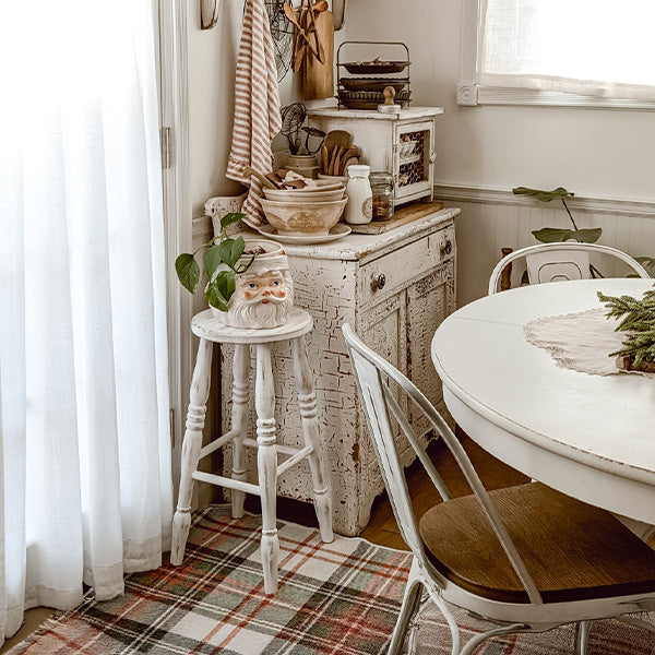 Spindle Leg White Wood Accent Stool