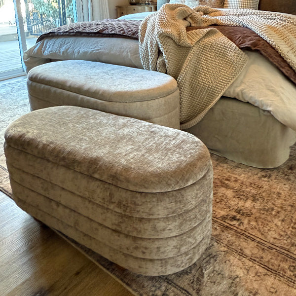 Upholstered Nesting Storage Bench, Set of 2