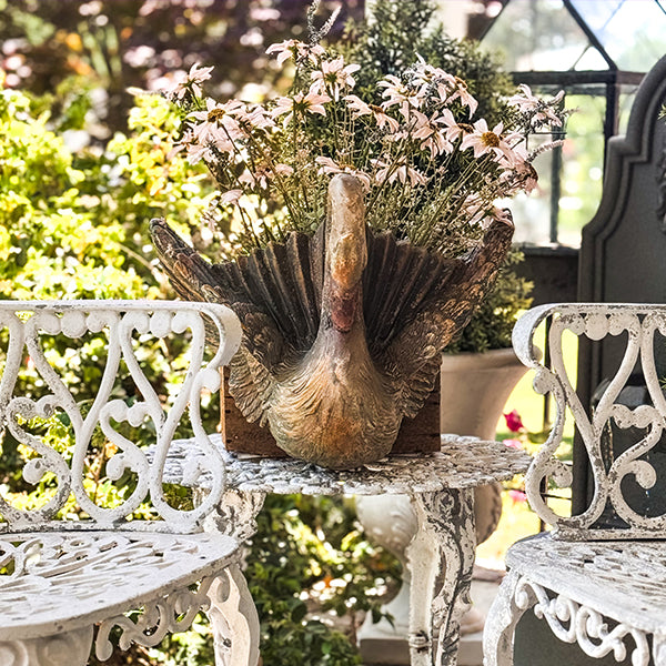 Large Distressed Outdoor Swan Planter