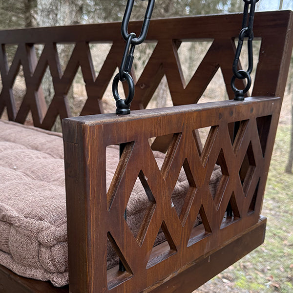Brown Porch Swing with Cushion
