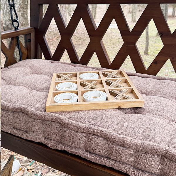 Brown Porch Swing with Cushion