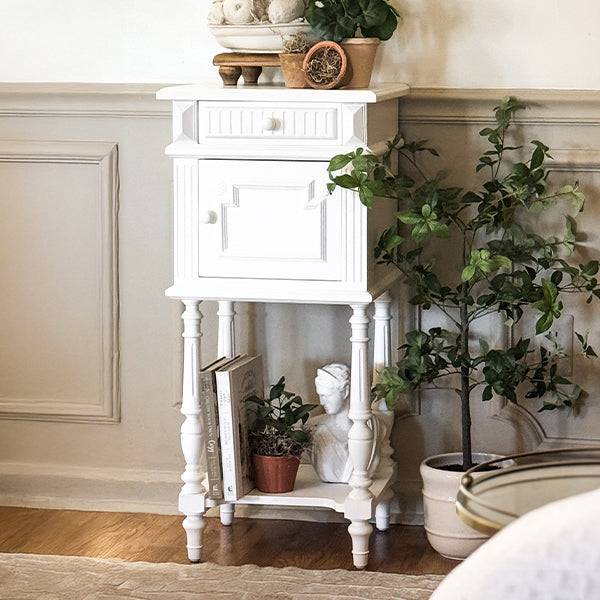 Ornate White Wooden Side Table