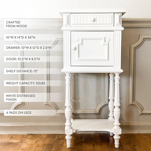 Ornate White Wooden Side Table