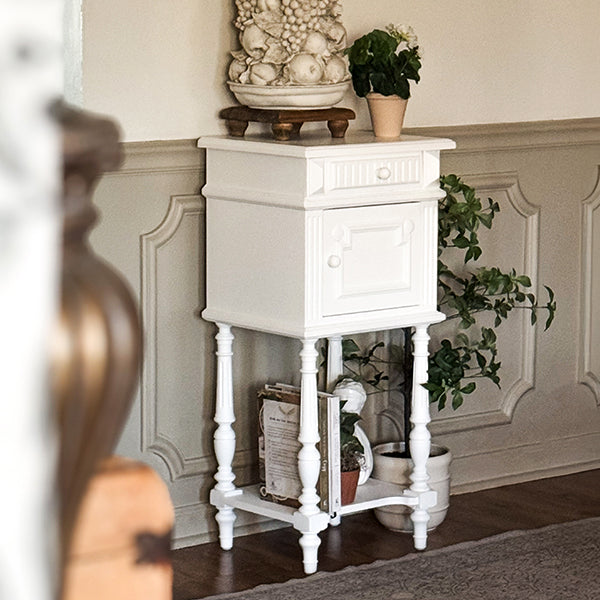 Ornate White Wooden Side Table