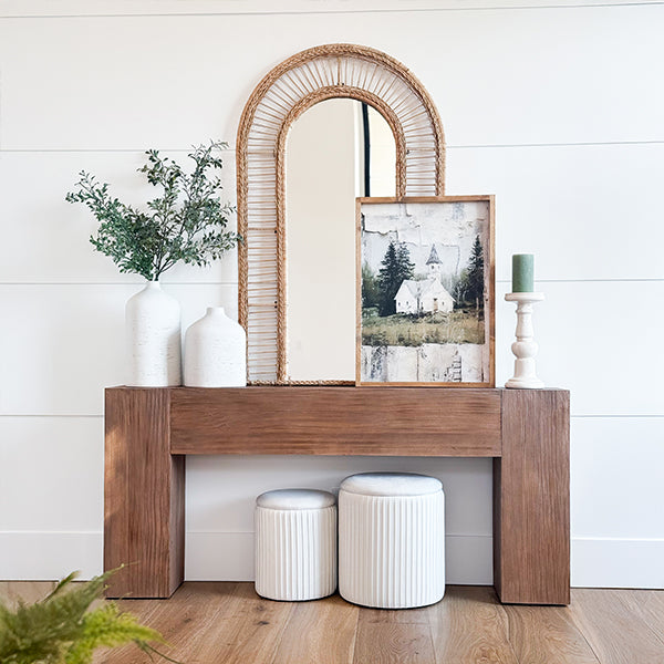 66 Inch Distressed Pine Wood Console Table